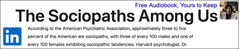 teasr advert for Marthas Book: The Sociopath Next Door! 